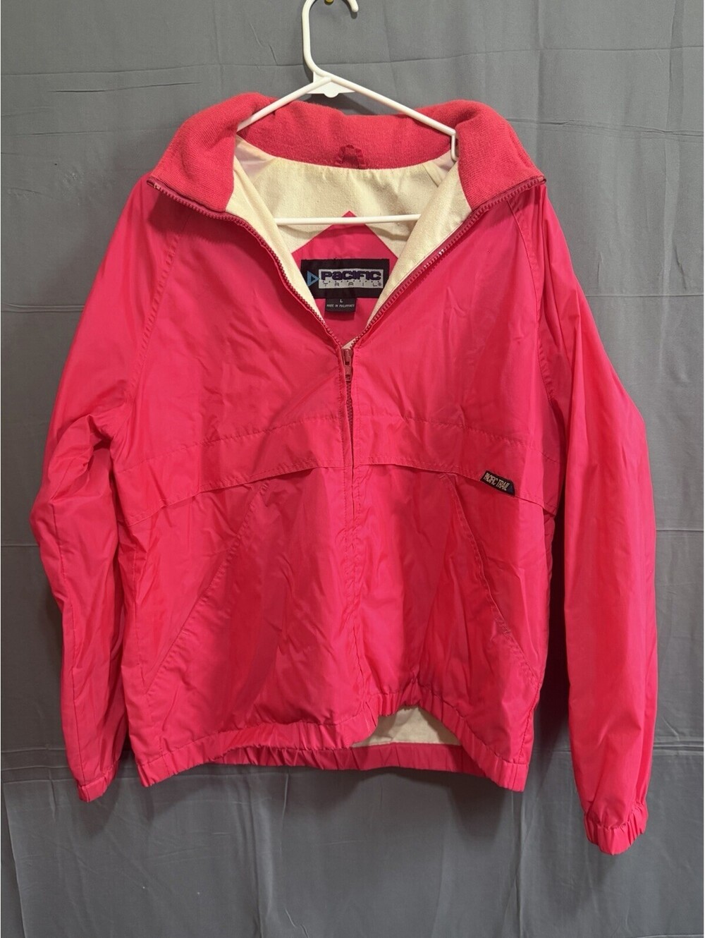 Vintage Pacific Trail Windbreaker Jacket Womens L Hot Pink 90s Colorblock